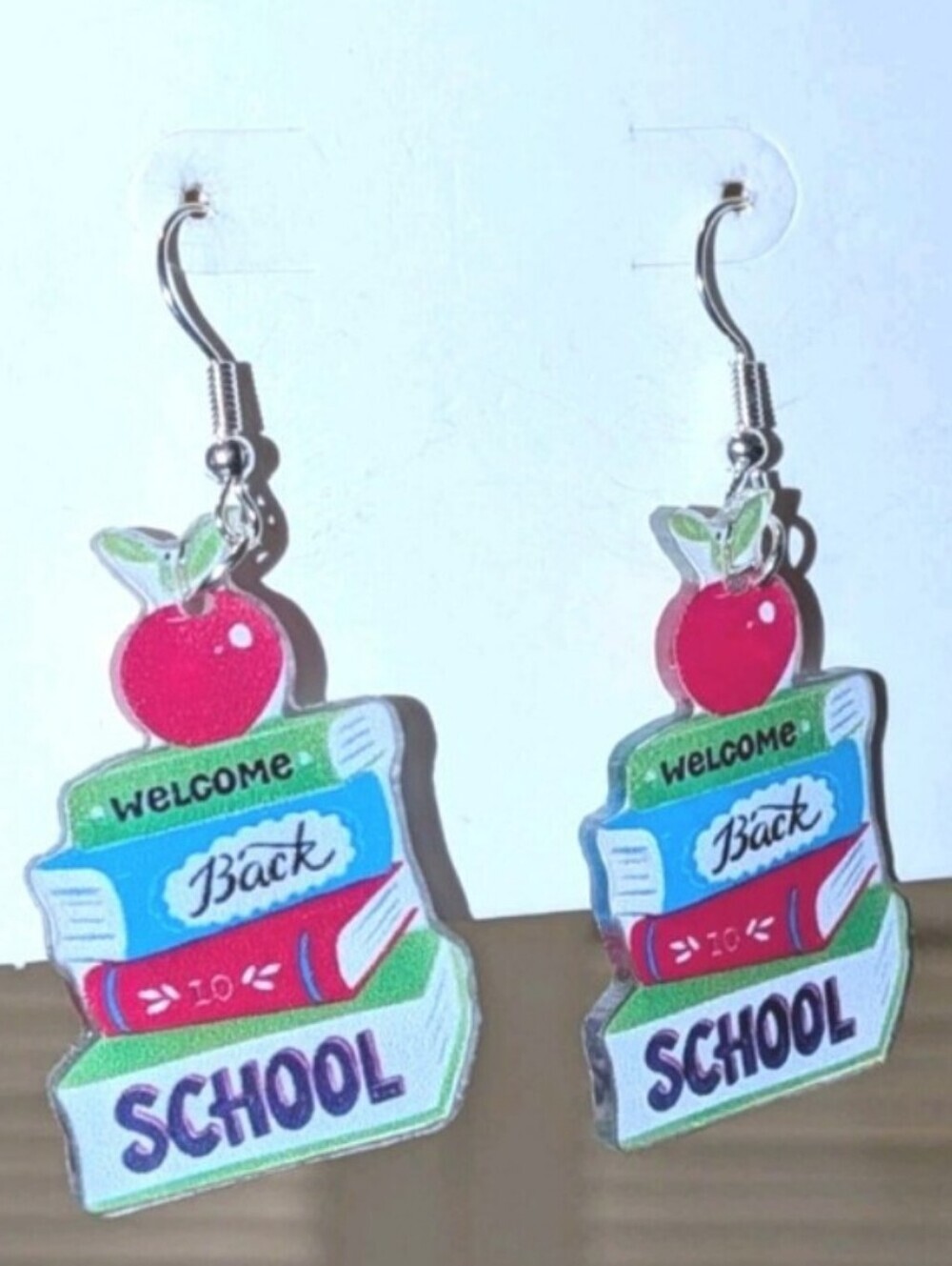Back to School Kids Earrings - Red Apple Design
